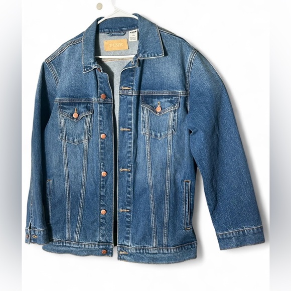 PINK Victoria's Secret Oversized Jean Jacket Sz. M - Picture 4 of 10